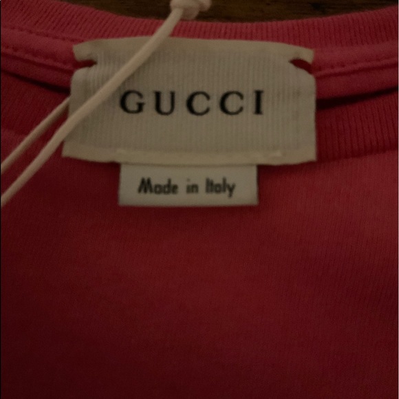 🆕GUCCI XL KIDS SIZE:10 SHORT-SLEEVE GREEN PINK 100% COTTON VINTAGE LOGO T-SHIRT - Picture 5 of 16
